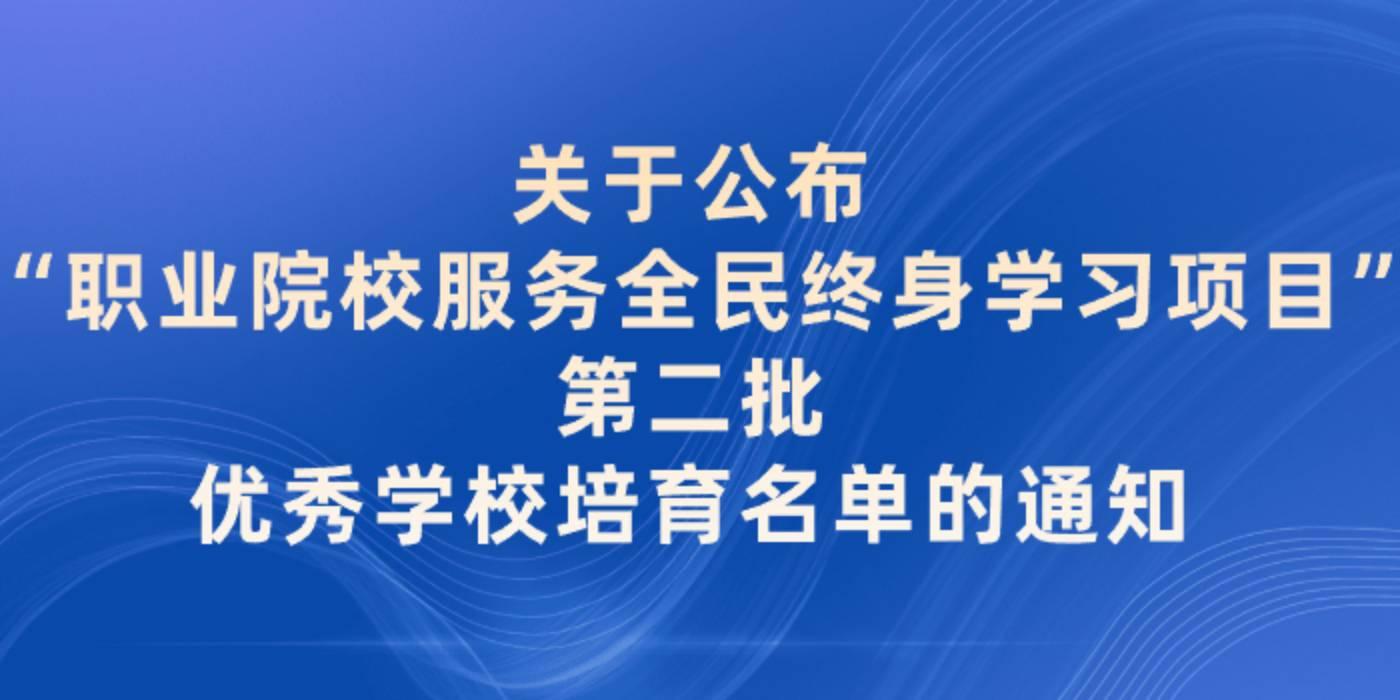 关于公布 “职业院校服务全民终身学习项目”第二批 优秀学校培育名单的通知